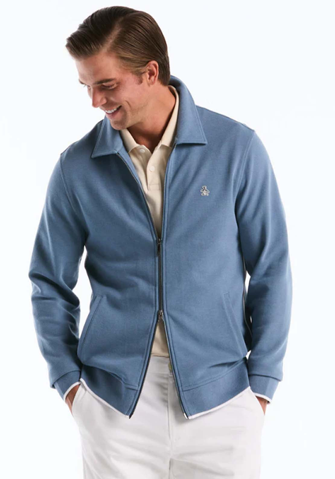 Penguin Piped Track Jacket - 443 Copen Blue 3 Shaws Department Stores