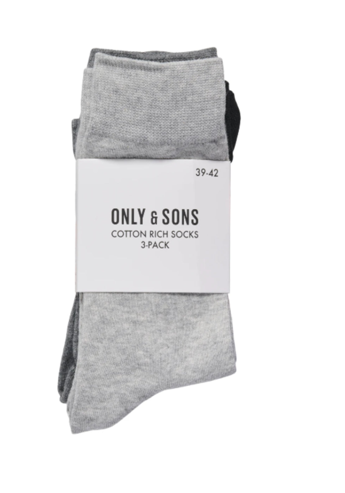 Only & Sons Basic 3-Pack Socks - Black 1 Shaws Department Stores