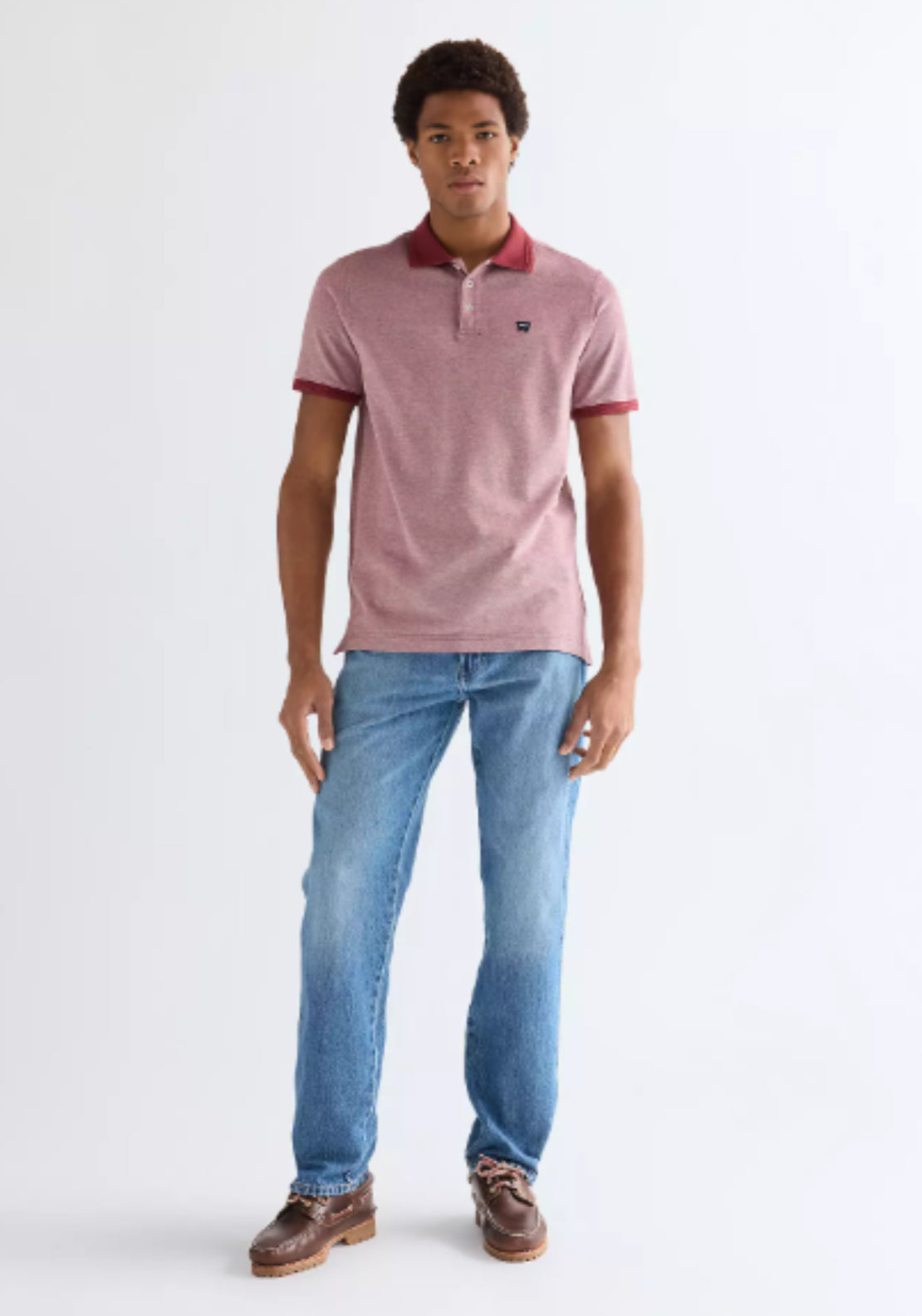 Wrangler Regular Refined Polo Shirt - Rugby Wine 5 Shaws Department Stores