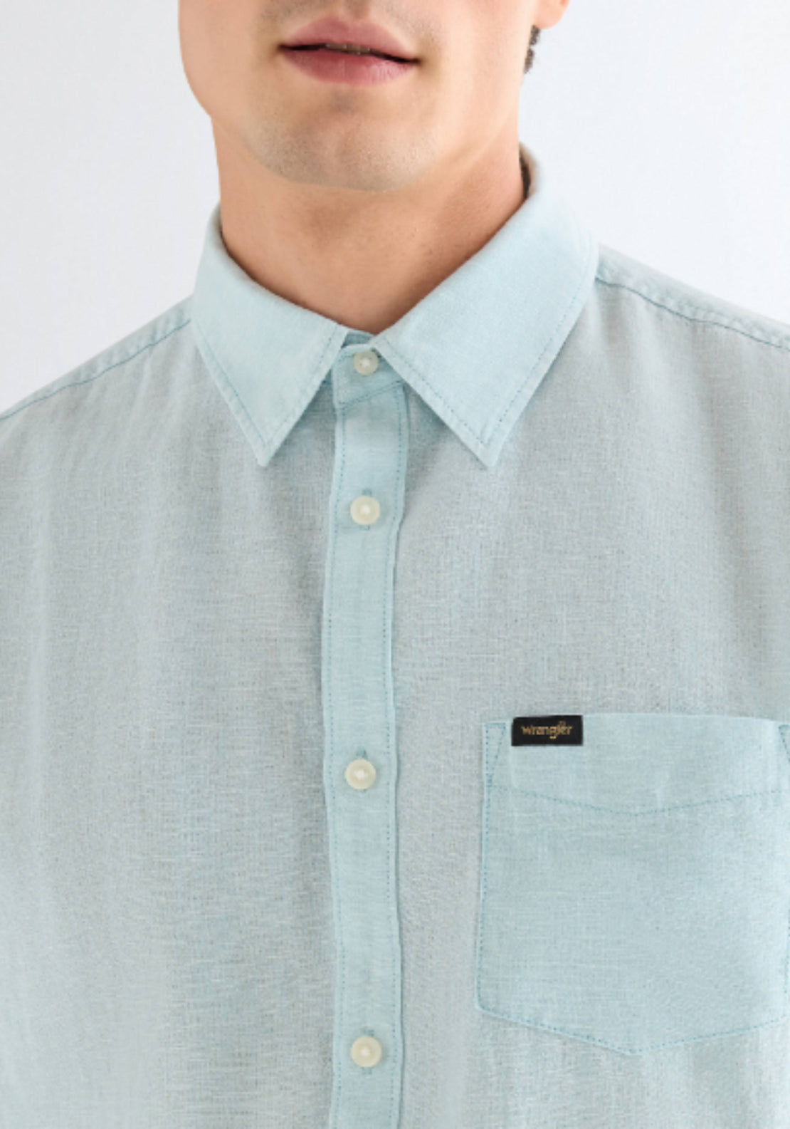 Wrangler Short Sleeve One Pocket Shirt - Forget Me Not 4 Shaws Department Stores