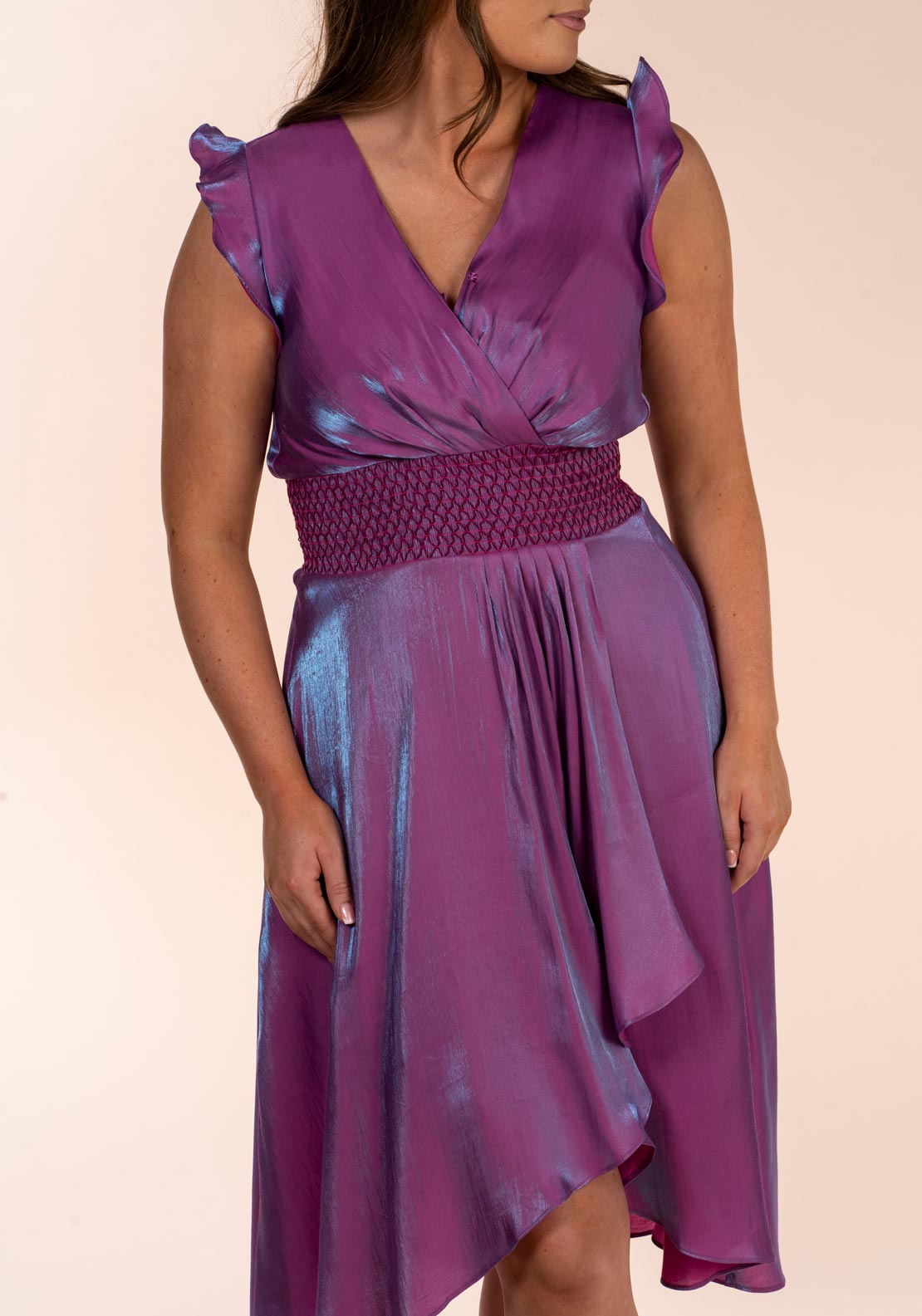 Naoise Wrap Shimmer Dress - Lilac 5 Shaws Department Stores