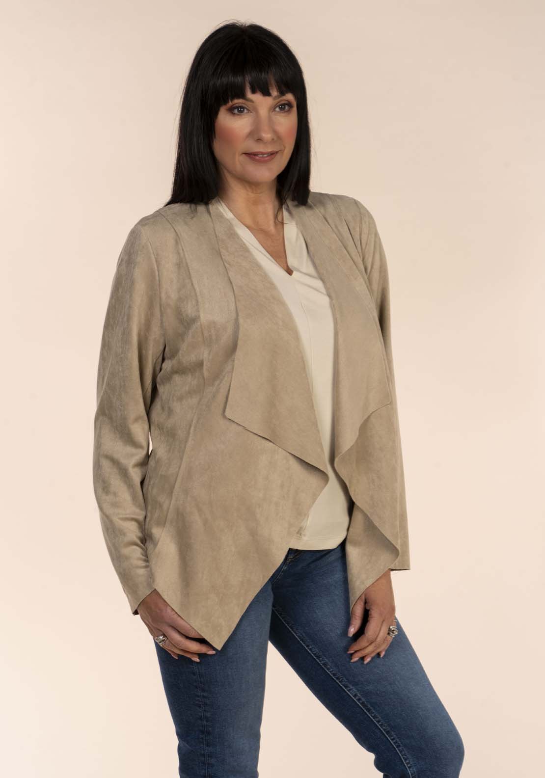Tea Lane Suede Drape Jacket 1 Shaws Department Stores