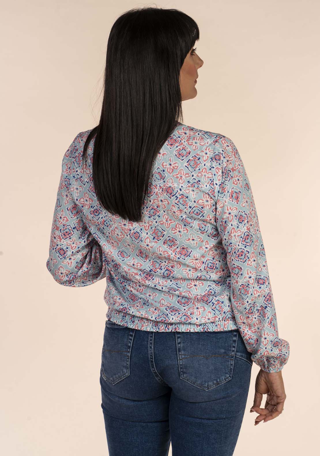 Tea Lane Frieda Bubble Blouse - Blue 5 Shaws Department Stores