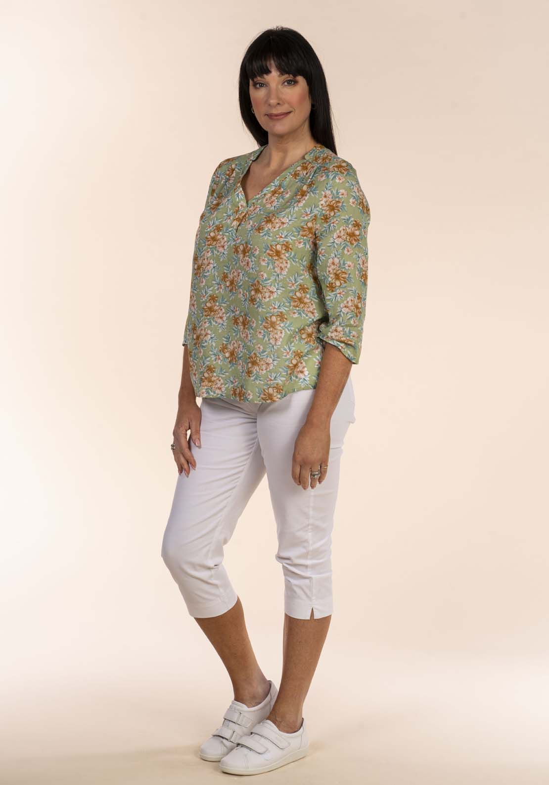 Tea Lane Floral Print Blouse - Green 6 Shaws Department Stores