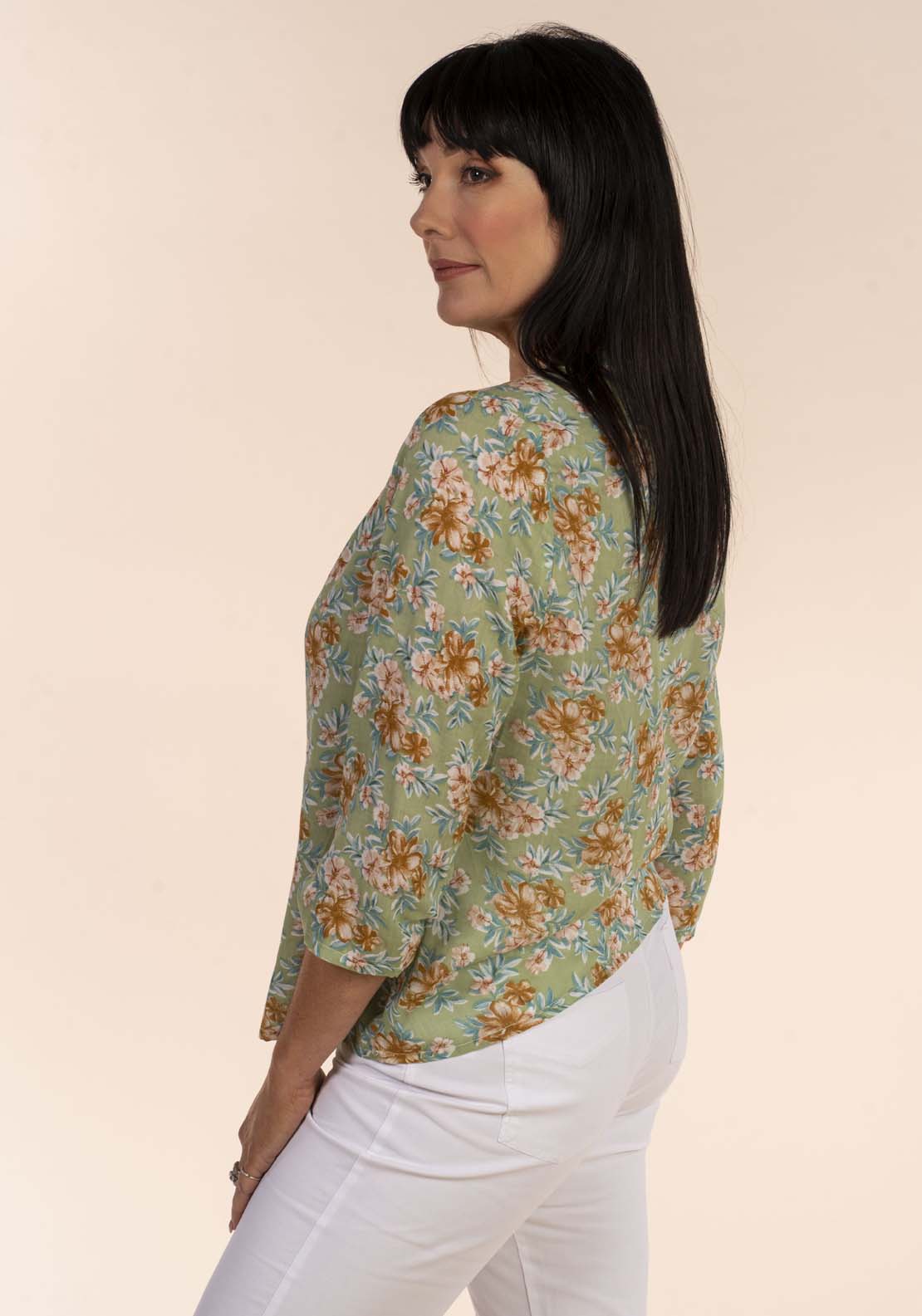 Tea Lane Floral Print Blouse - Green 4 Shaws Department Stores
