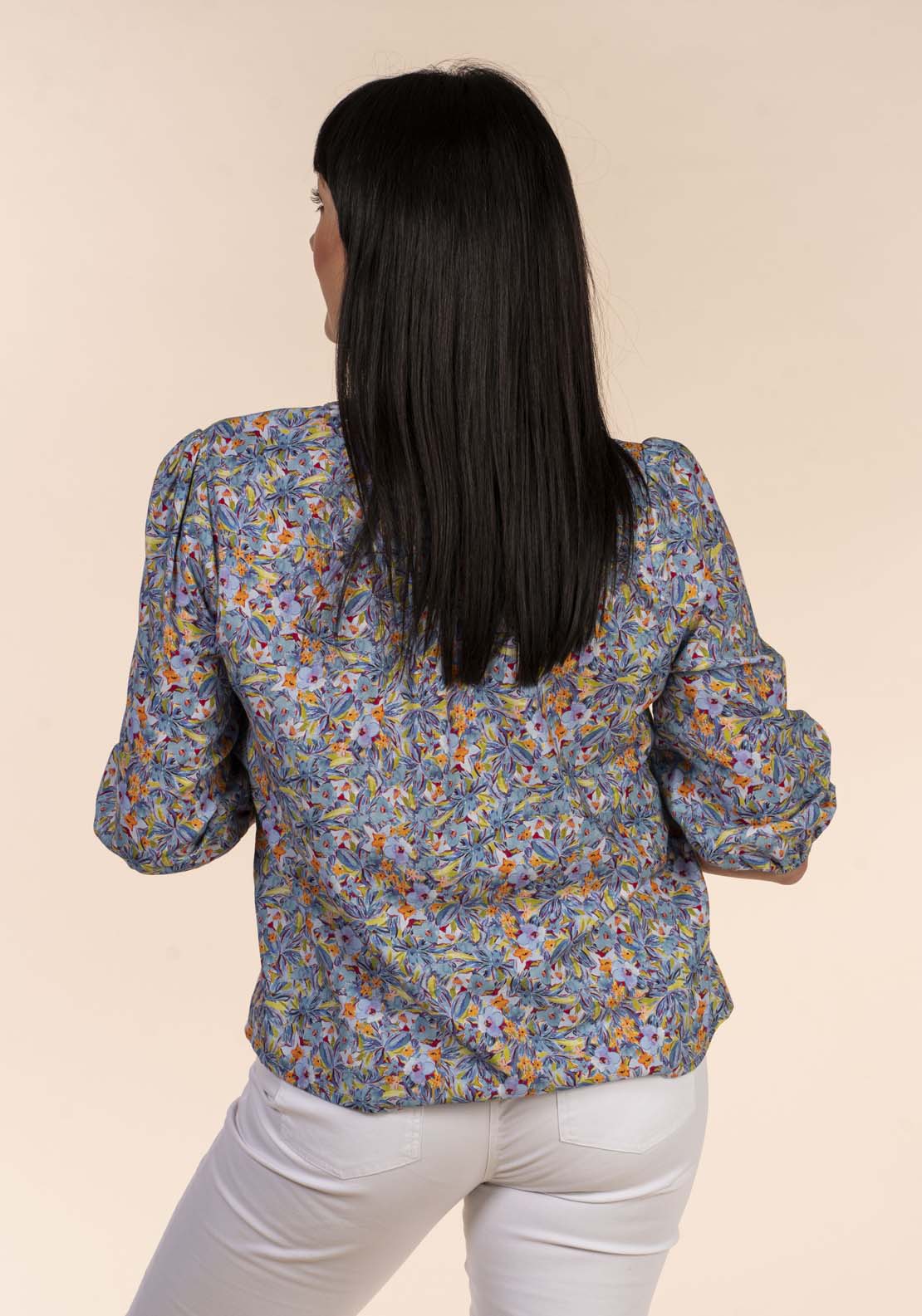 Tea Lane Print Blouse - Blue 5 Shaws Department Stores