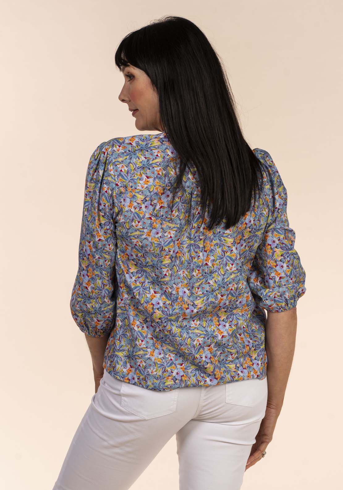 Tea Lane Print Blouse - Blue 6 Shaws Department Stores