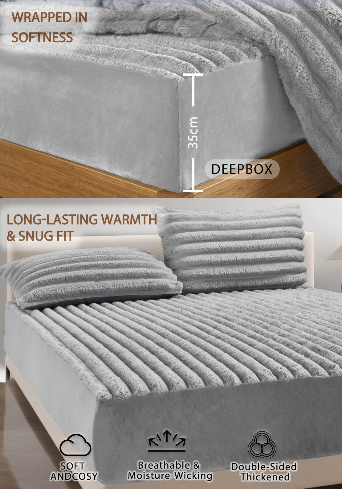 Jumbo Cord Fitted Sheet - Grey