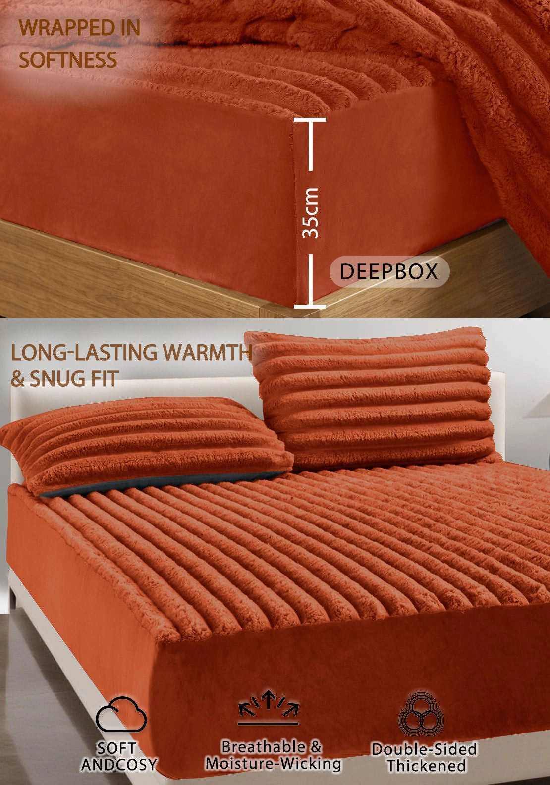 Jumbo Cord Fitted Sheet - Rust
