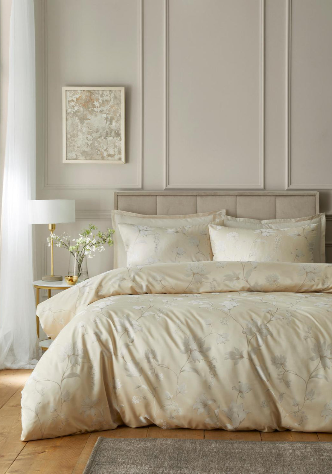 Decorative Lily Duvet Cover Set - Cream