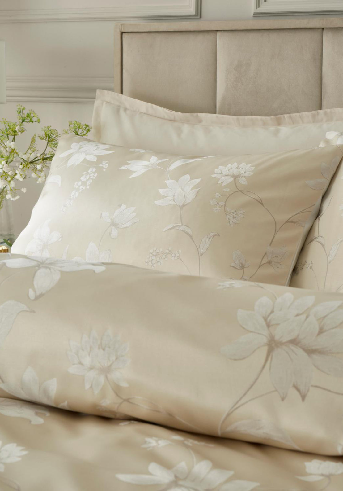 Decorative Lily Duvet Cover Set - Cream