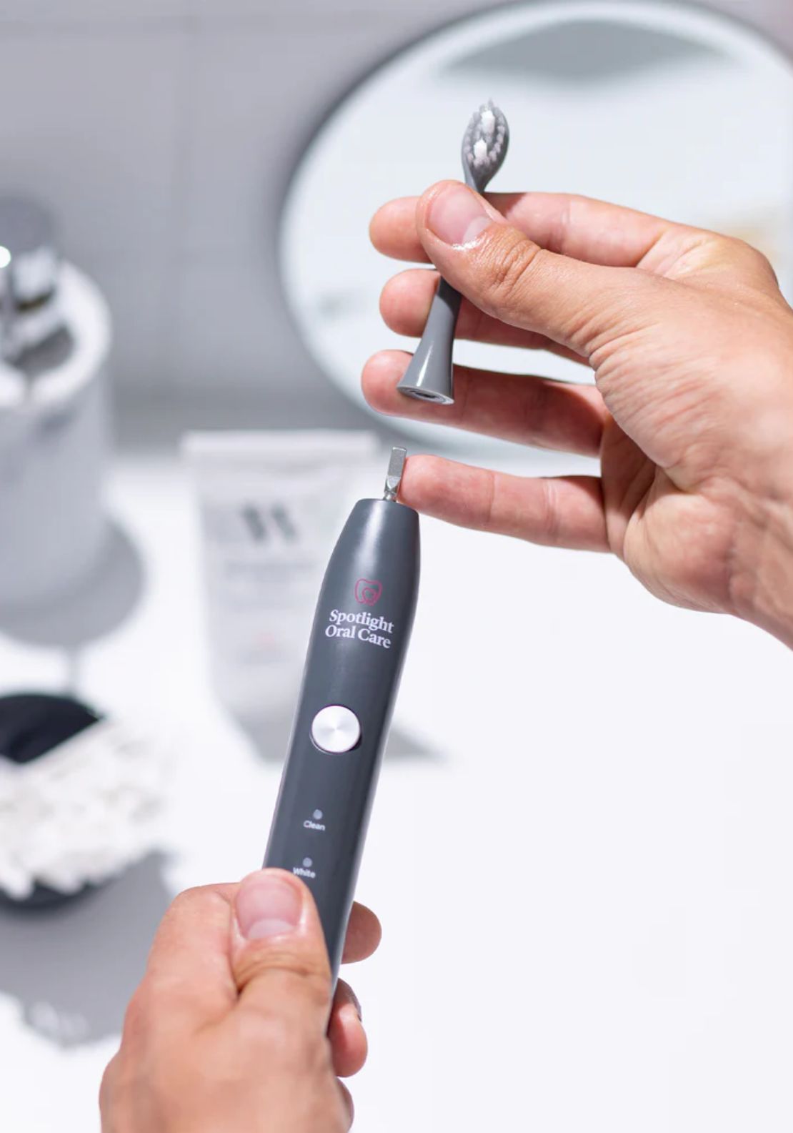 Spotlight Oral Care Sonic Toothbrush Replacement Heads - Graphite Grey 2 Shaws Department Stores