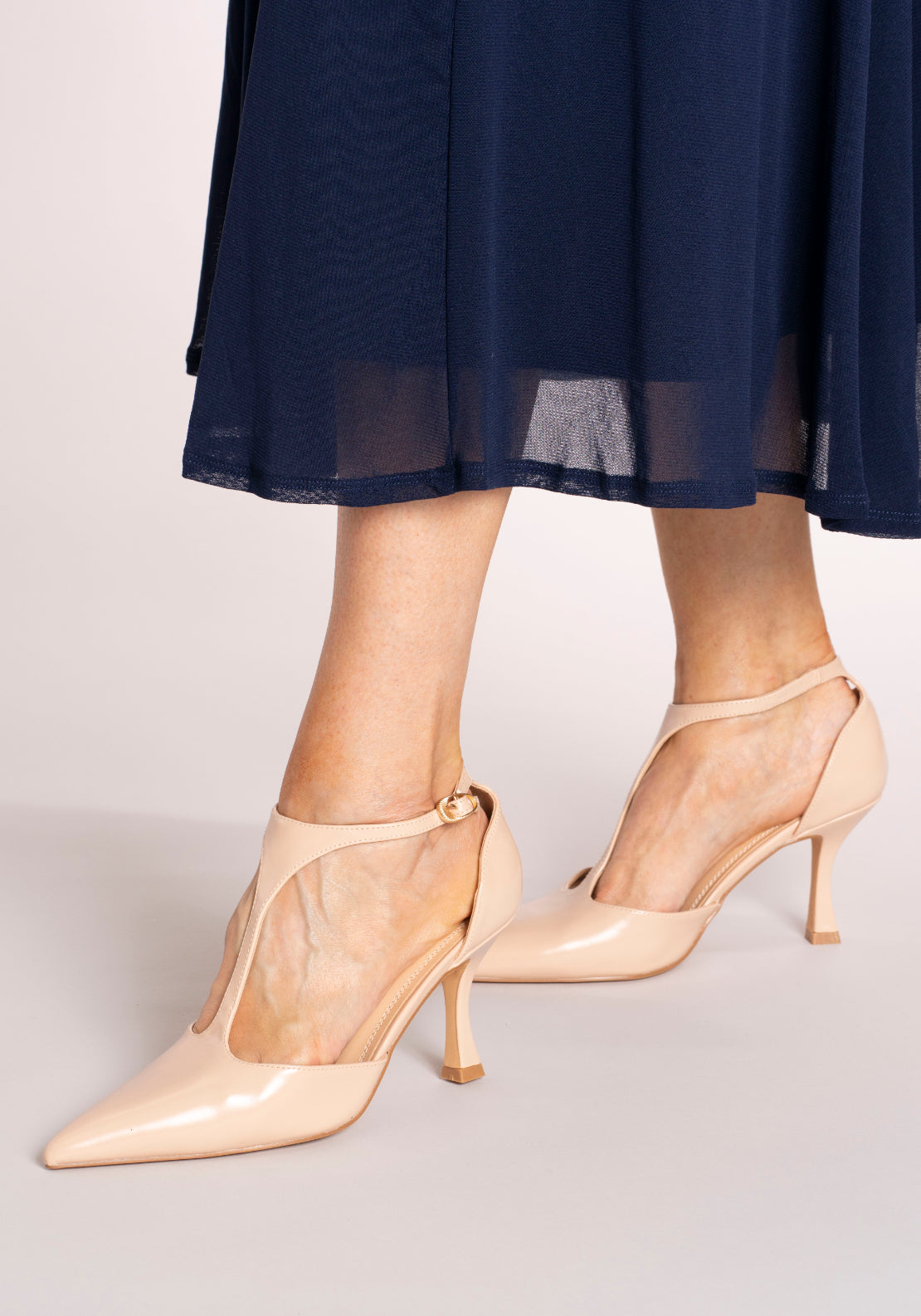Sorento Ankle Strap Heeled Court Shoe - Nude 6 Shaws Department Stores