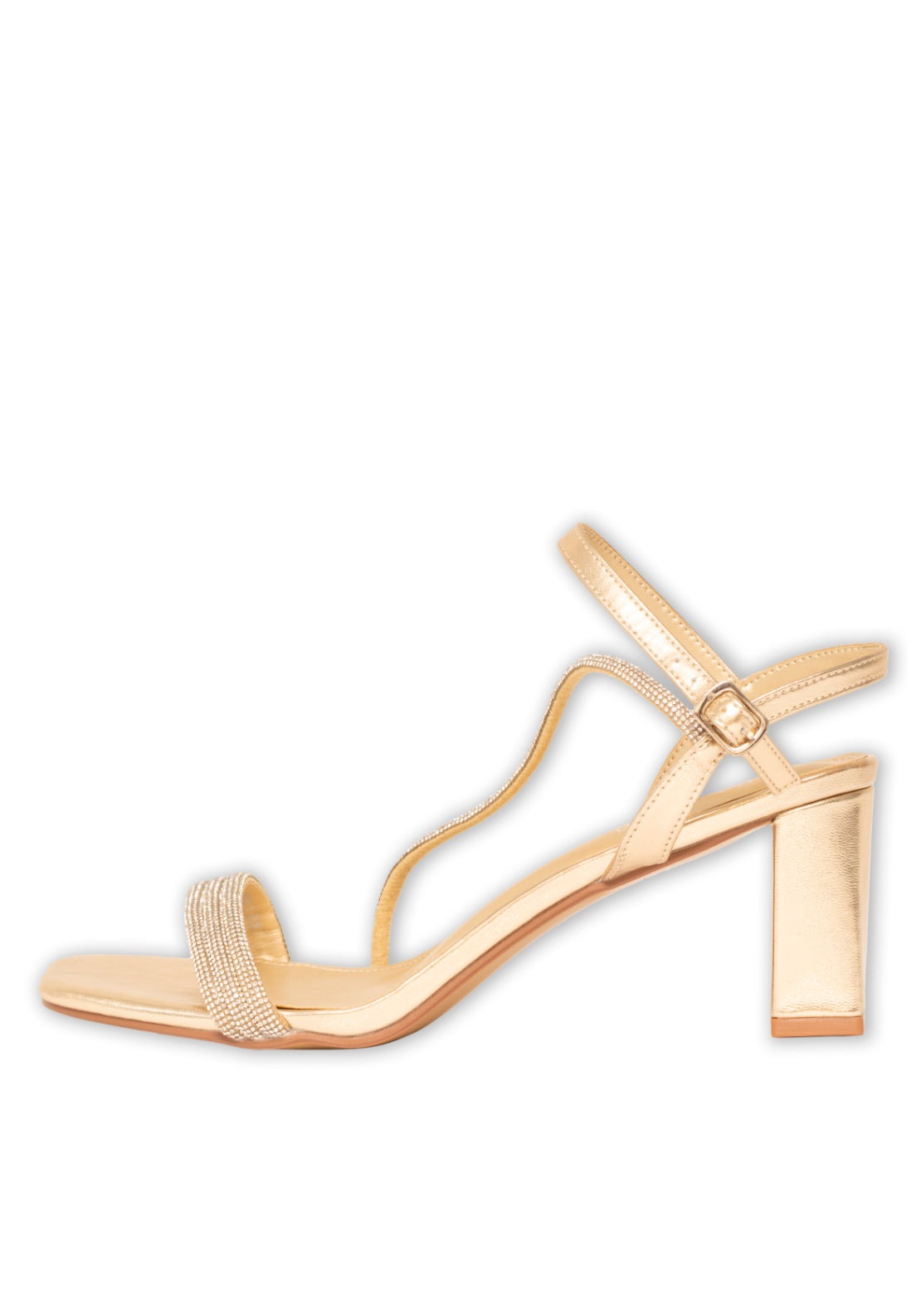 Sorento Bling X Cross Block Heel Sandal - Gold Sparkle 1 Shaws Department Stores