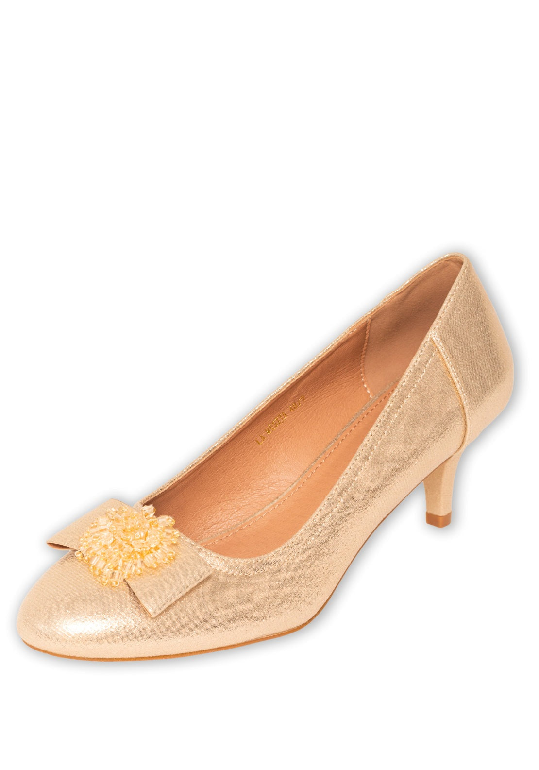 Sorento Gran Low Heel Court With Bow - Gold 2 Shaws Department Stores