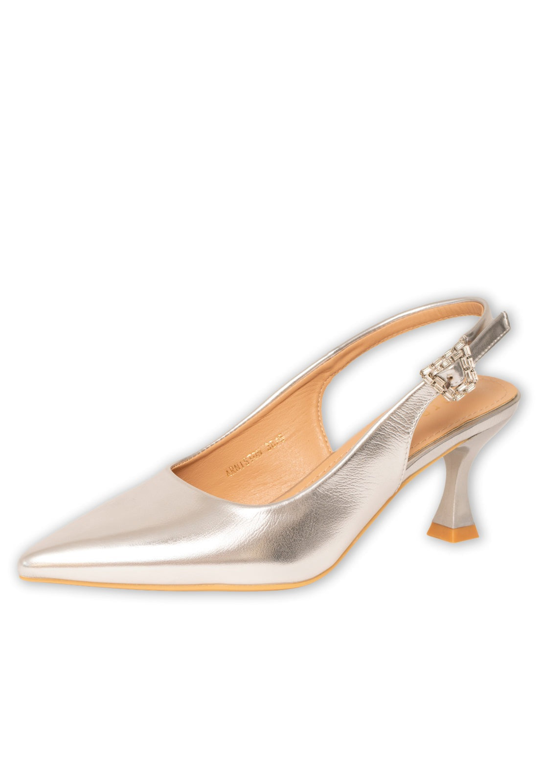 Sorento Mid Heel Slingback Bling Buckle Shoe - Silver 3 Shaws Department Stores