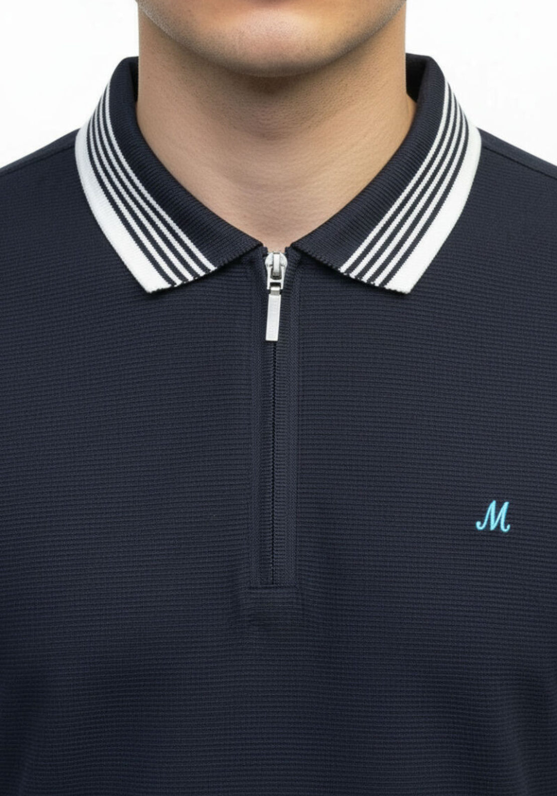 Eoin Zip Neck Polo - Navy