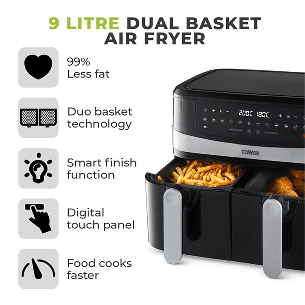 Tower Vortx 9L Dual Basket Air Fryer 3 Shaws Department Stores