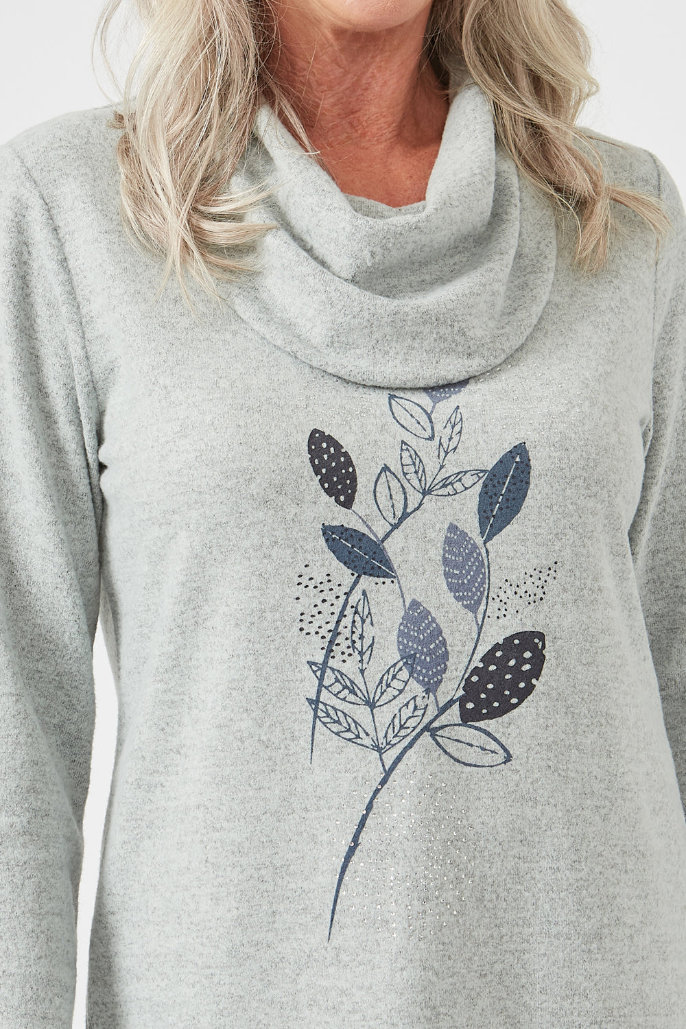 Tigiwear Leaf Placement Cowl Neck Top 1 Shaws Department Stores