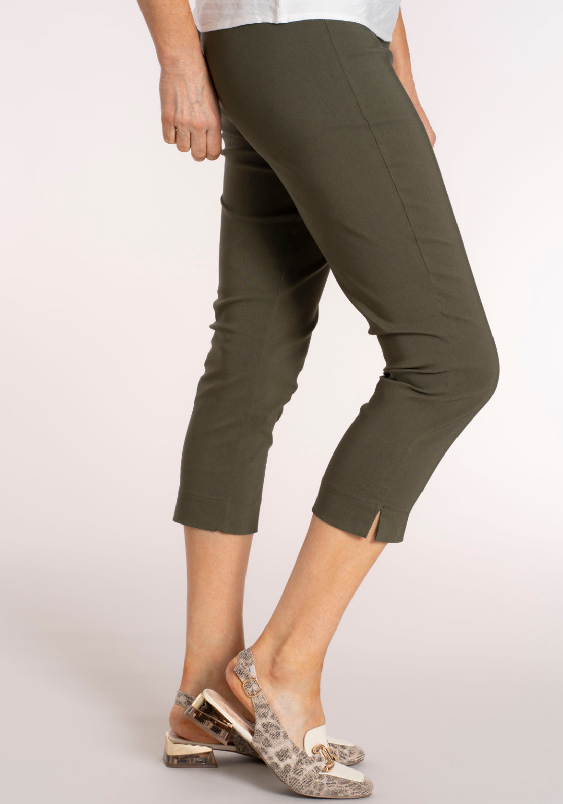 Tea Lane Basic Slim Fit Capri - Green 3 Shaws Department Stores