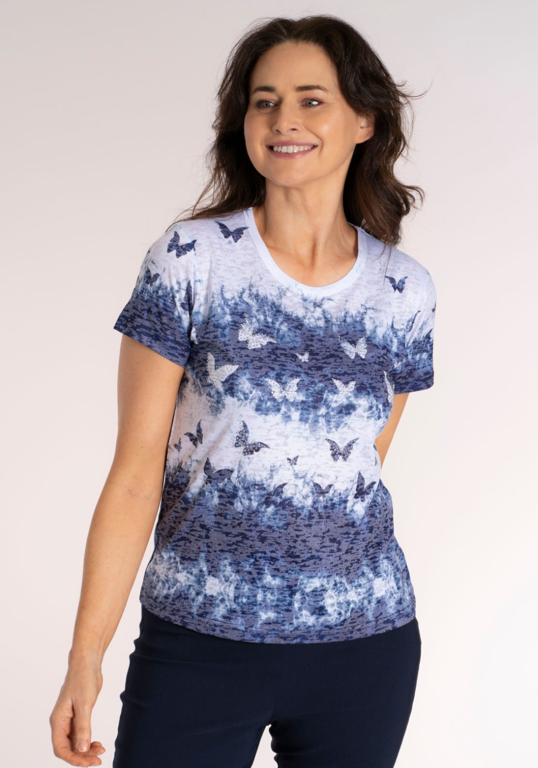 Tea Lane Butterfly Sparkle T-Shirt - Blue 1 Shaws Department Stores