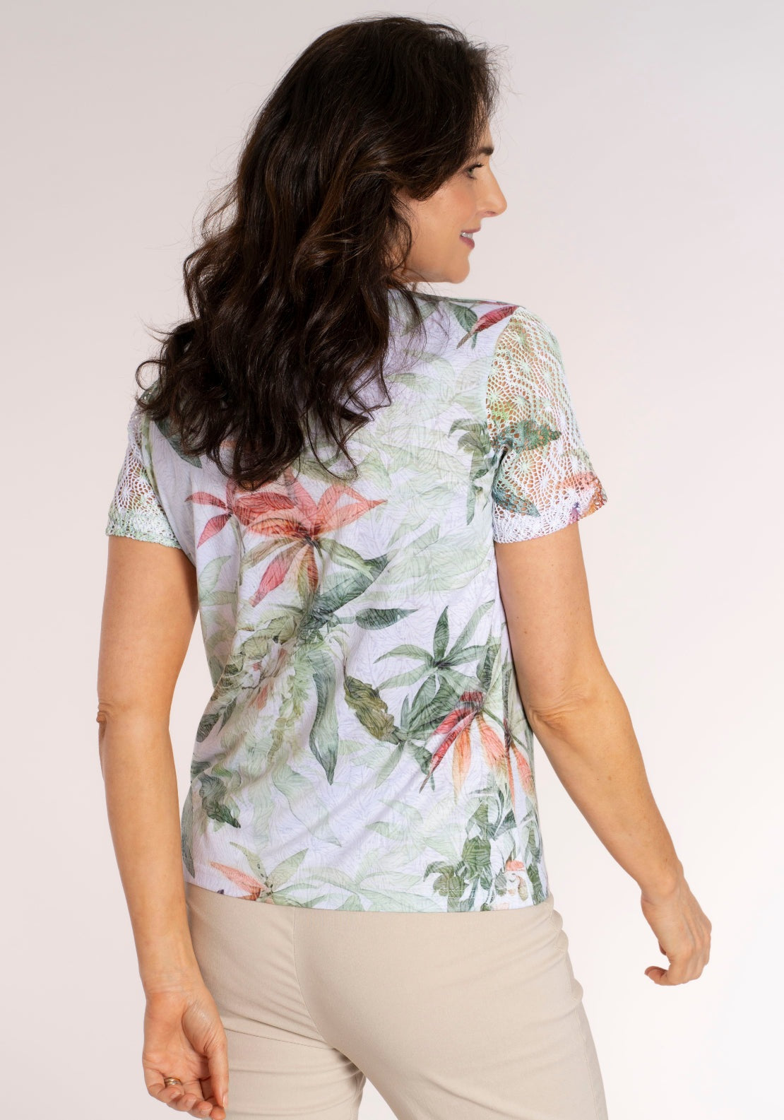 Tea Lane Lace Floral T‑Shirt - Green 2 Shaws Department Stores