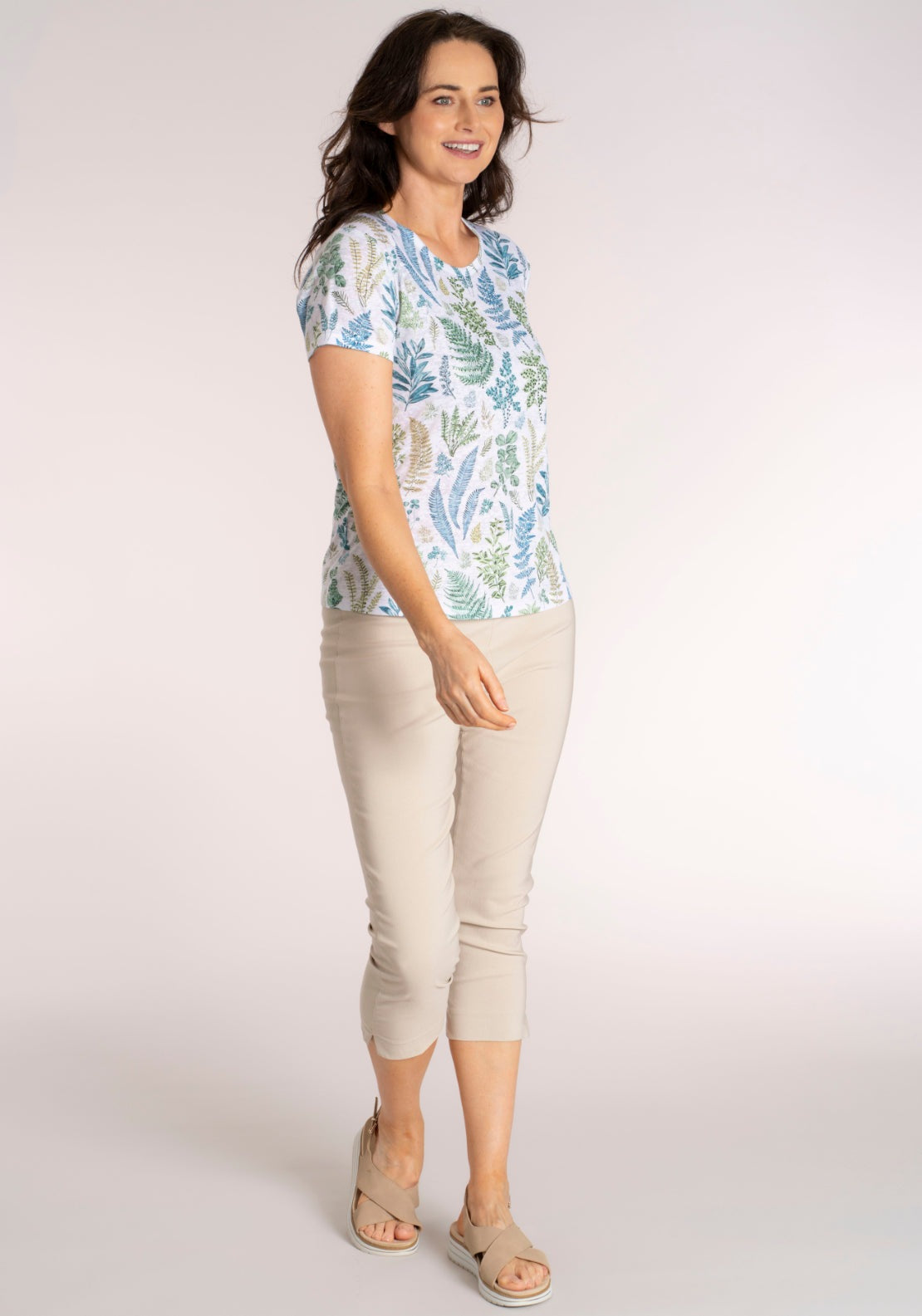 Tea Lane Leaf Crew T‑Shirt - Blue / Green 5 Shaws Department Stores