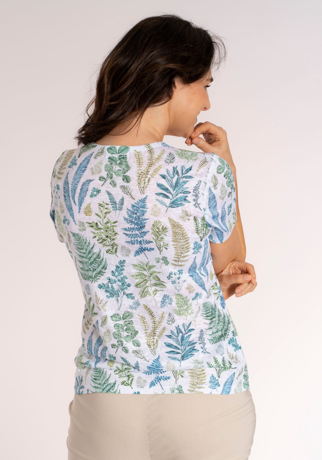 Tea Lane Leaf Crew T‑Shirt - Blue / Green 2 Shaws Department Stores