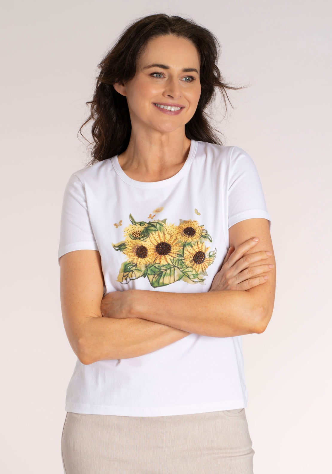 Tea Lane Placement Sunflower T‑Shirt - White 1 Shaws Department Stores