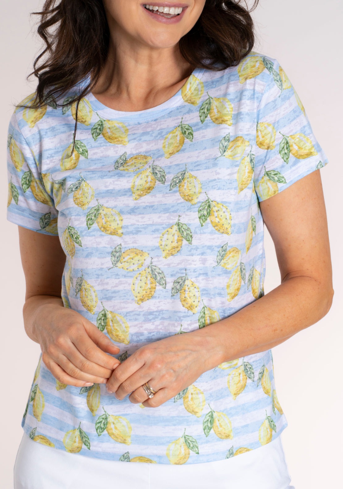 Tea Lane Lemon Stripe T‑Shirt - Yellow 4 Shaws Department Stores