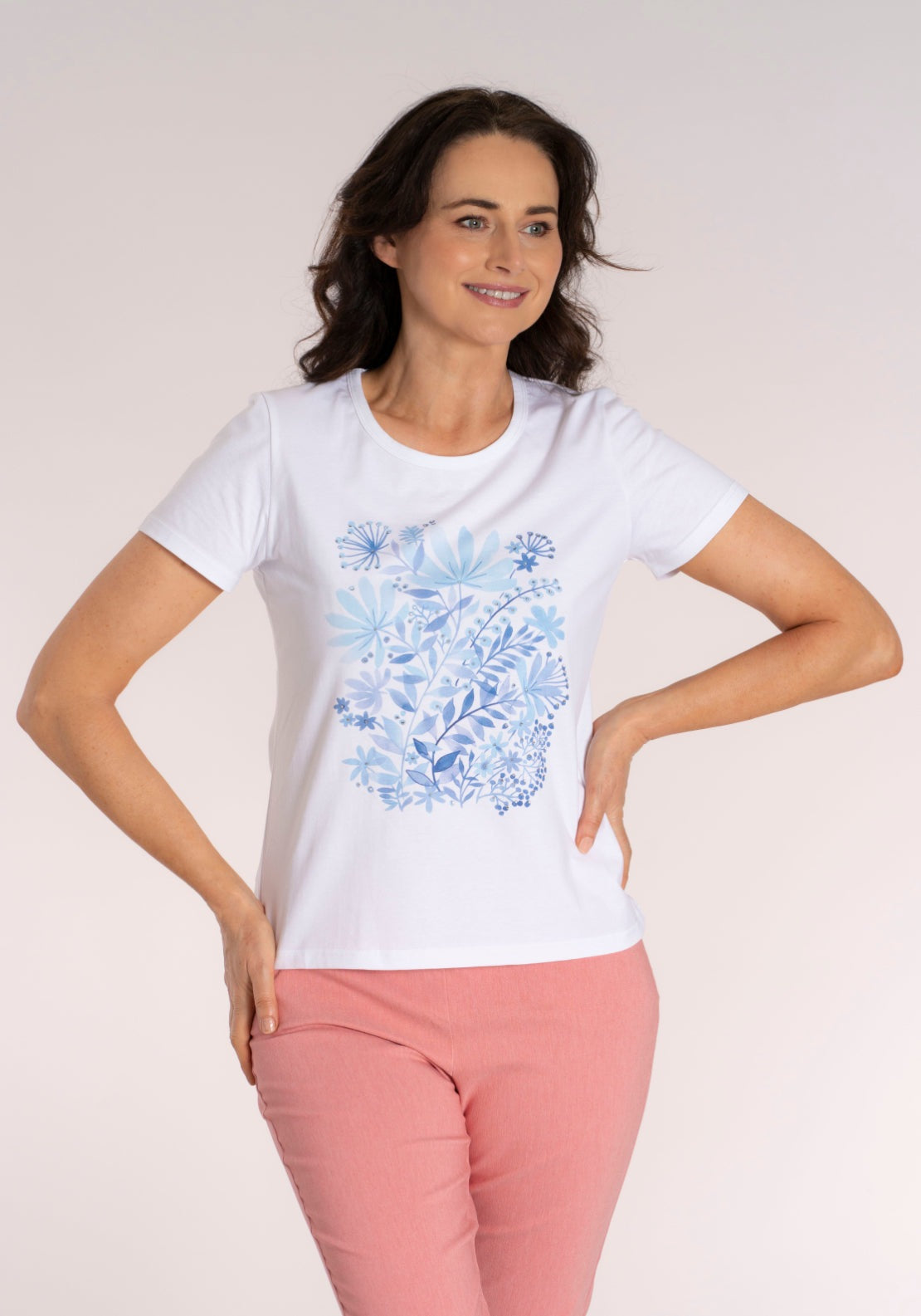 Tea Lane Placement Abstract T‑Shirt - White 1 Shaws Department Stores