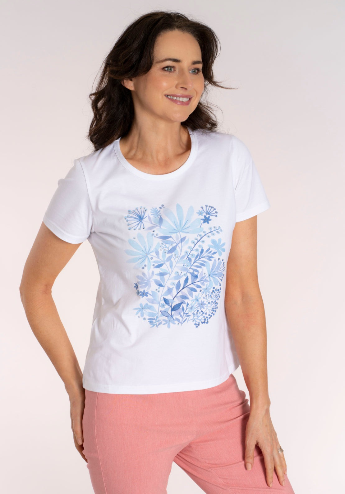 Tea Lane Placement Abstract T‑Shirt - White 3 Shaws Department Stores