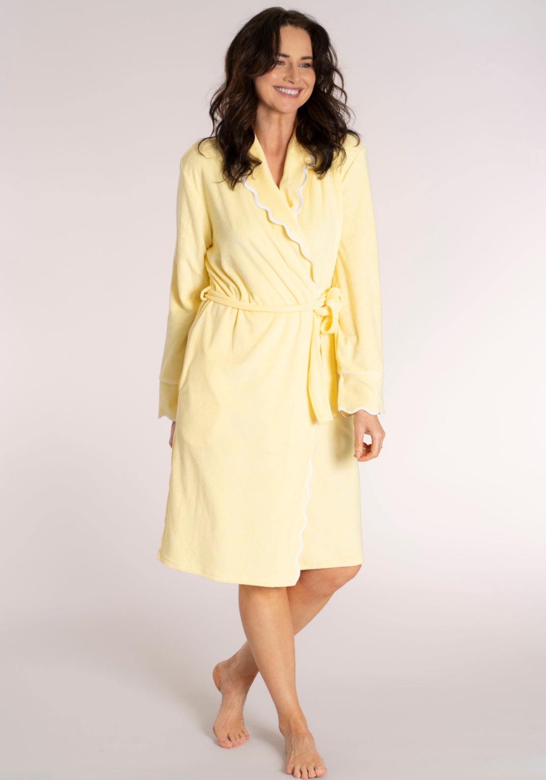 The Sleep Collection Scalloped Edge Robe - Yellow 1 Shaws Department Stores