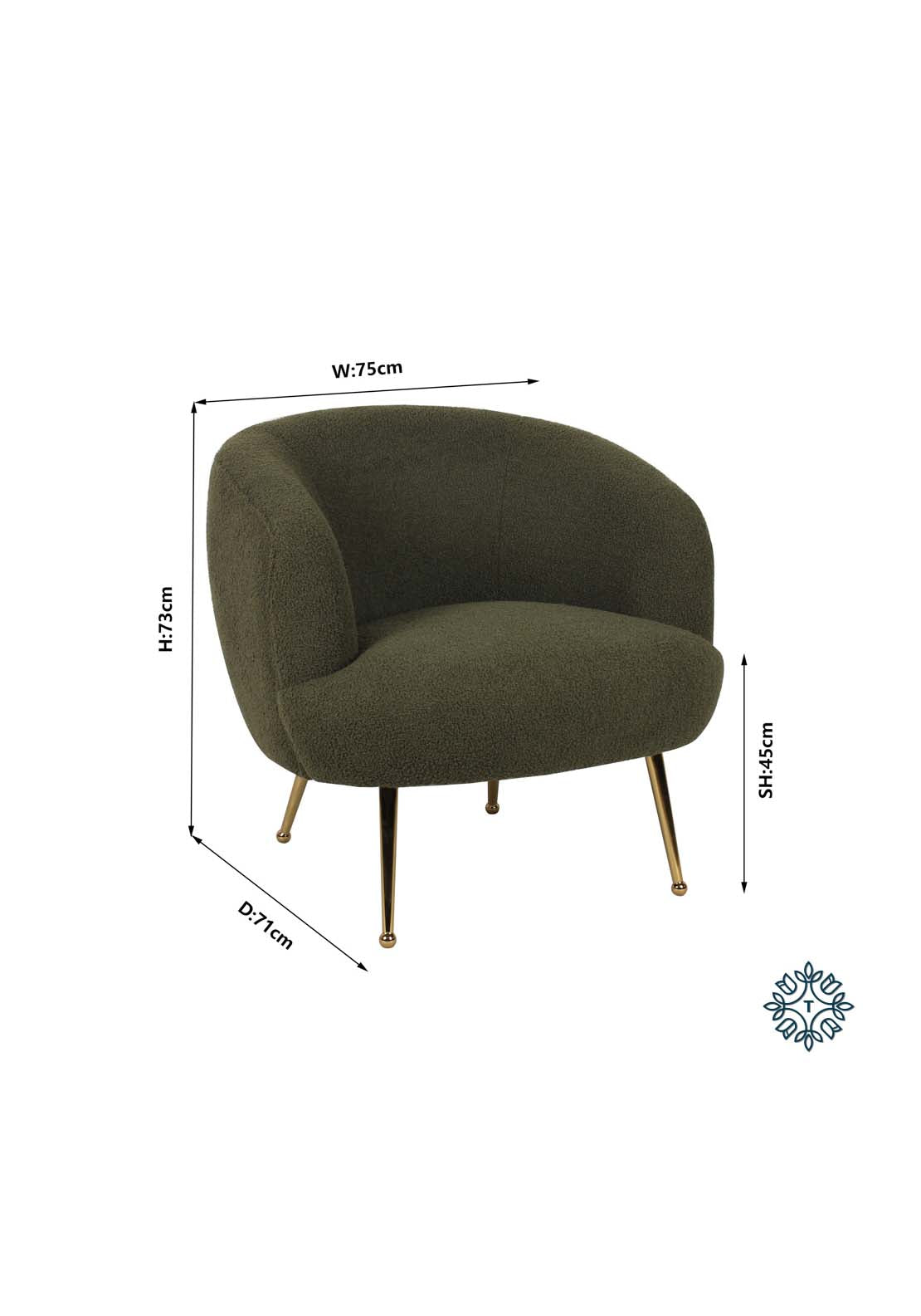 The Home Collection Harper Accent Chair Boucle - Green 2 Shaws Department Stores