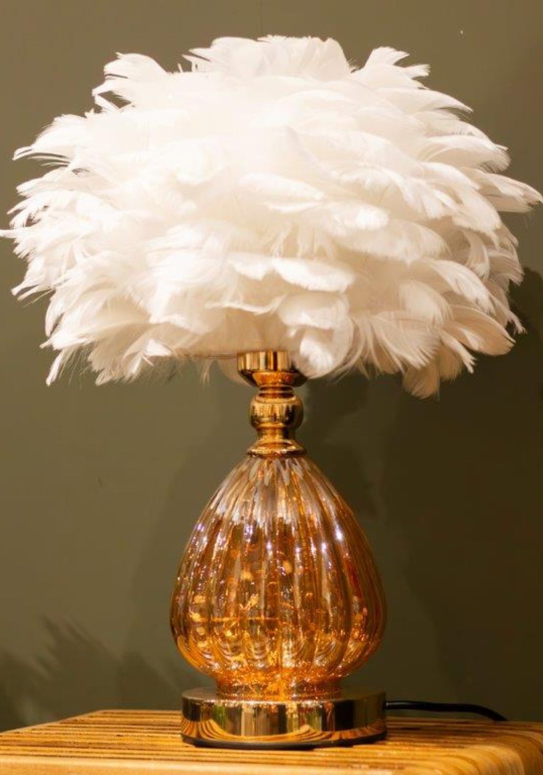 The Home Collection Raya Led Base Feather Lamp - White 6 Shaws Department Stores