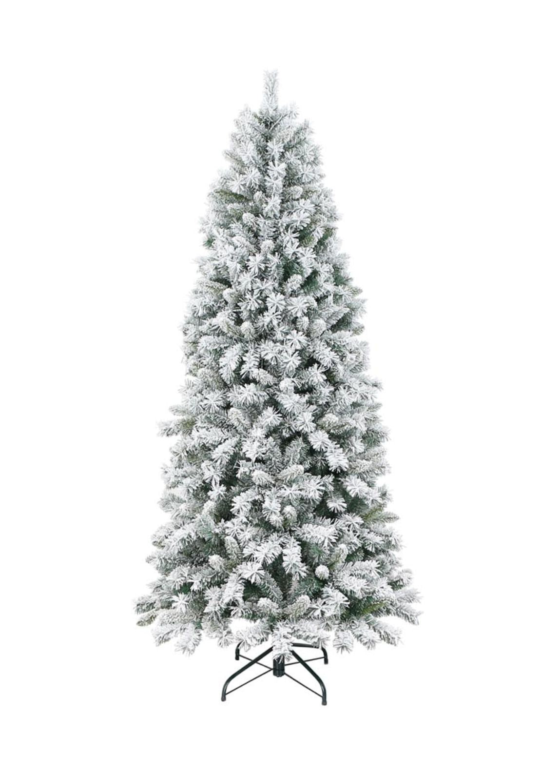 The Home Christmas 7ft Flocked Christmas Tree - White-green 1 Shaws Department Stores