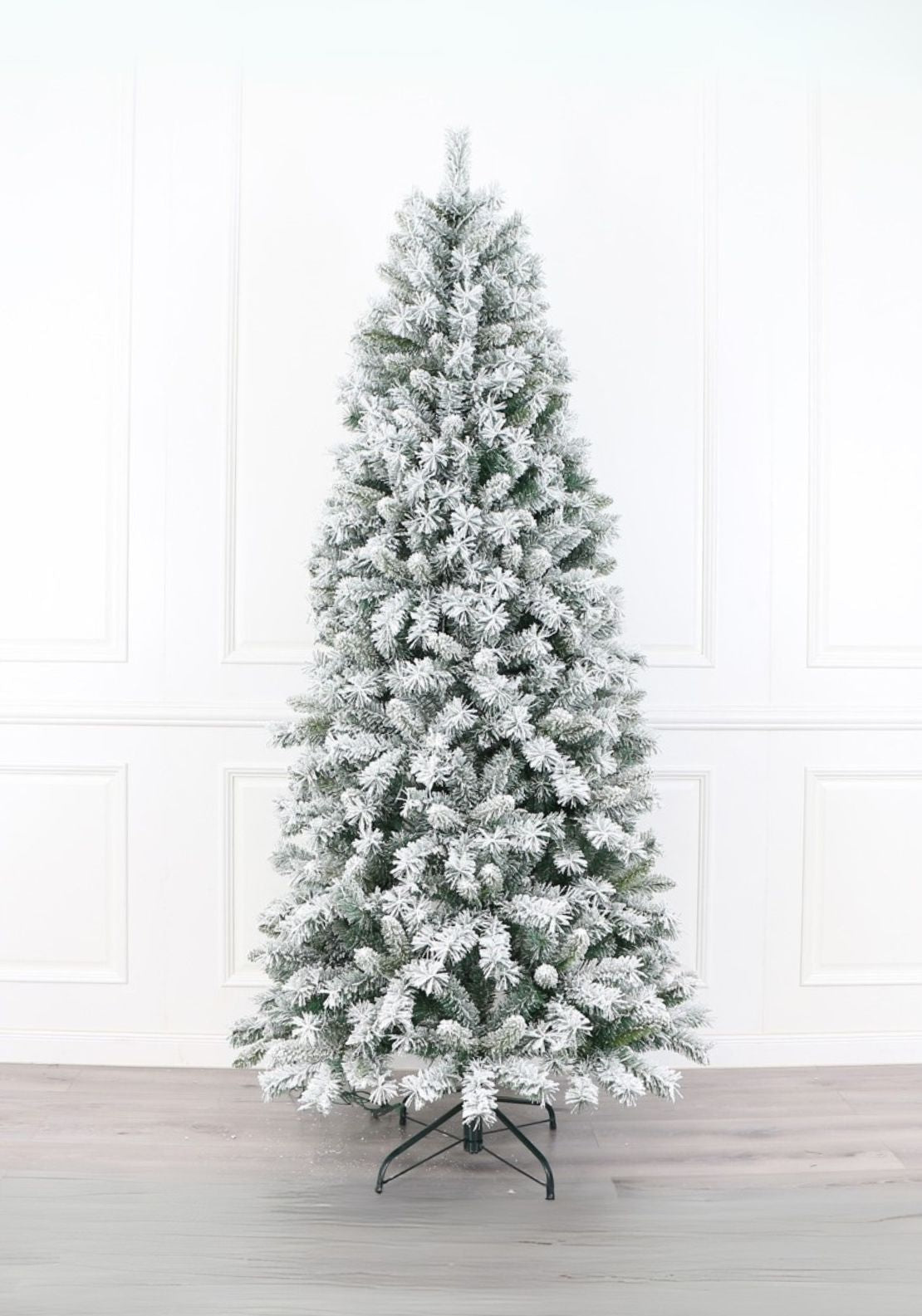 The Home Christmas 7ft Flocked Christmas Tree - White-green 2 Shaws Department Stores
