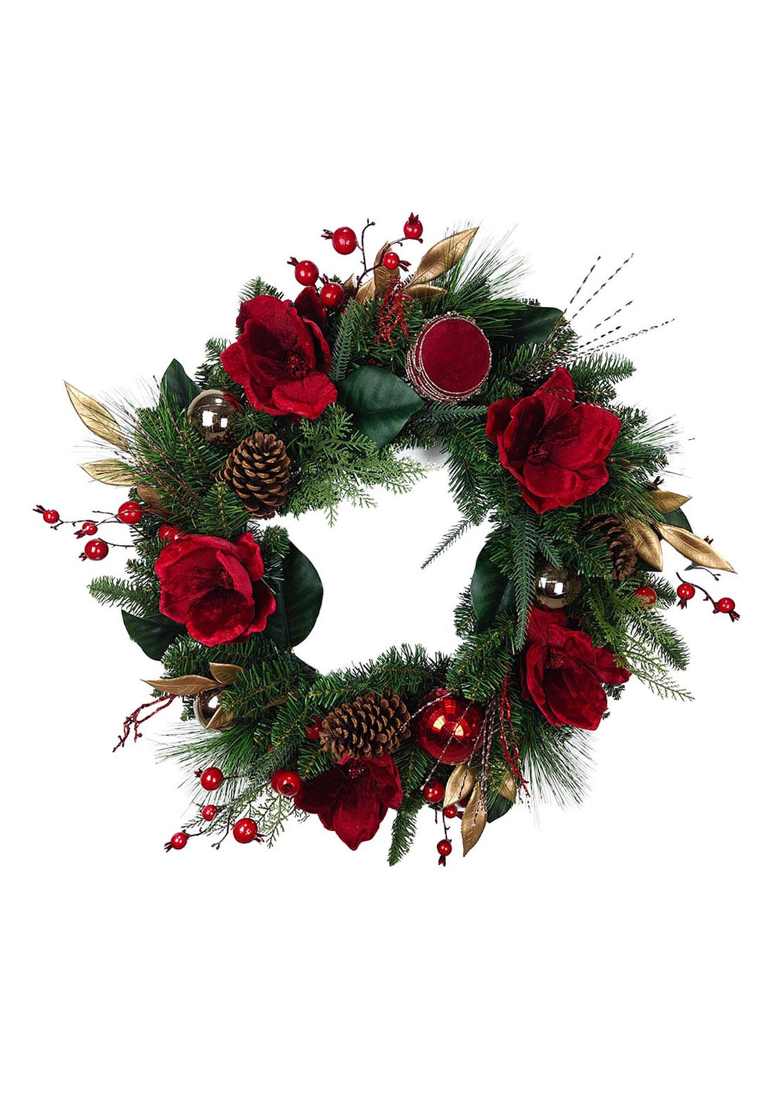 Wreath Red Flowerrs & Berries - Red