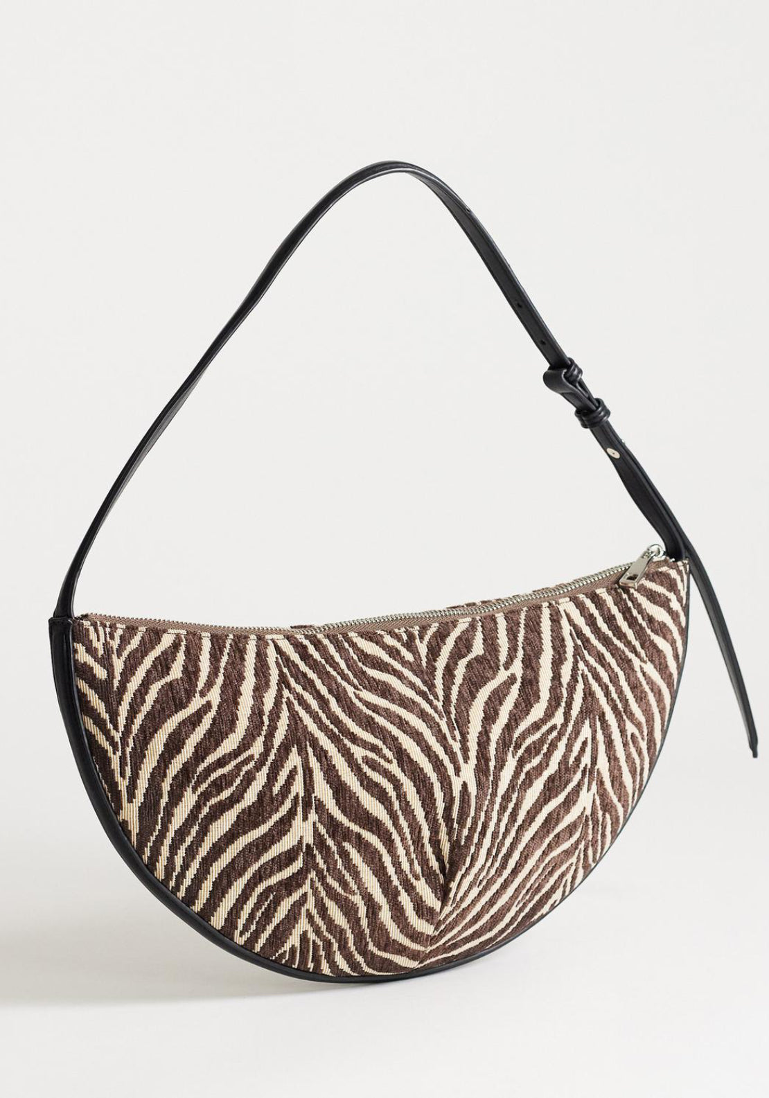 Topshop Curly Canvas Scoop Shoulder Bag - Black / White 1 Shaws Department Stores