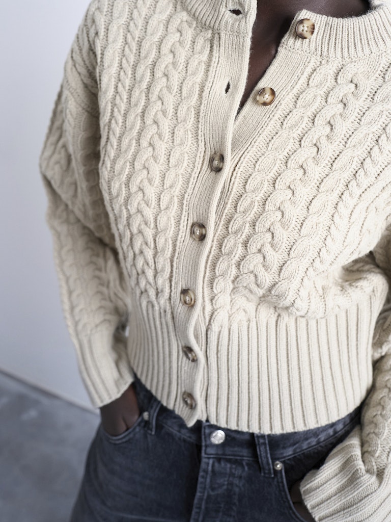 Topshop Mira Long Sleeve O Neck Cardigan - Snow White 3 Shaws Department Stores