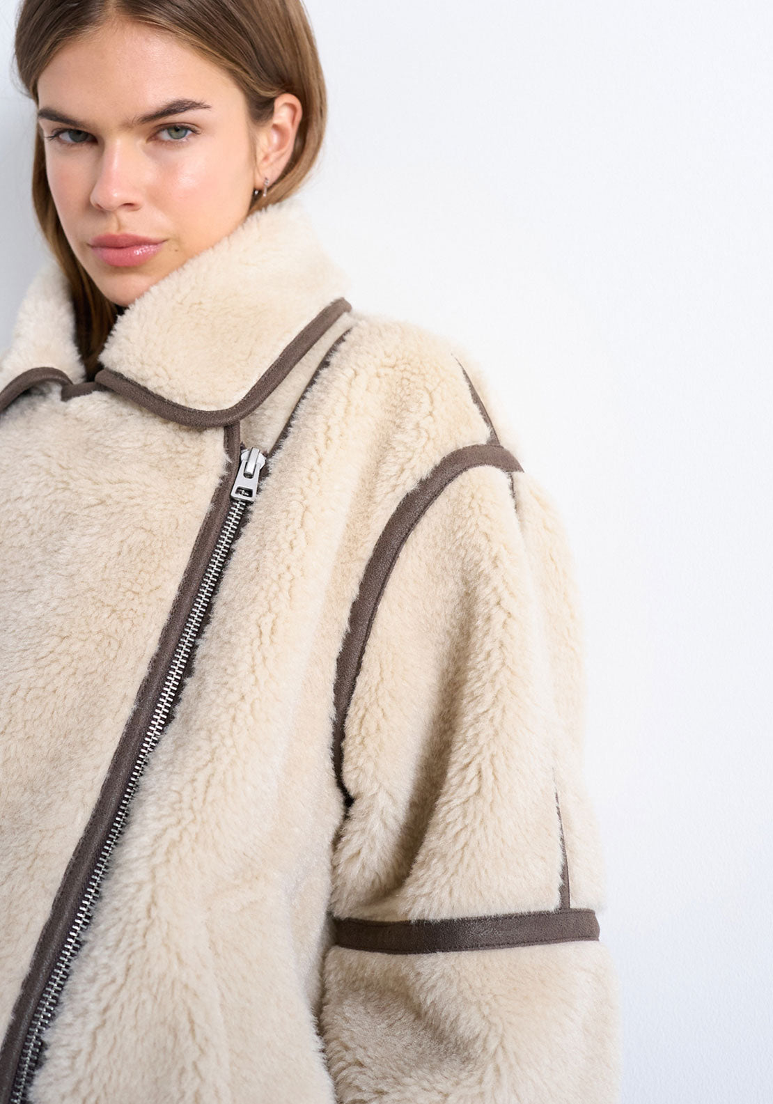 Topshop Aviaya Short Jacket - Chocolate Brown 3 Shaws Department Stores