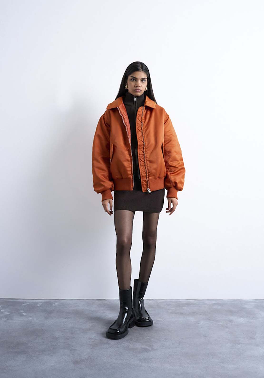Topshop Vera Short Jacket - Orange Ochre 1 Shaws Department Stores