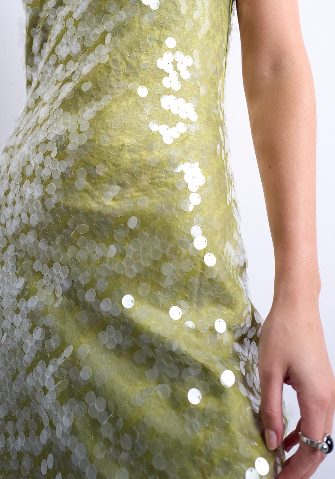 Topshop Lexi Sequin Mini Dress - Bright Green 3 Shaws Department Stores