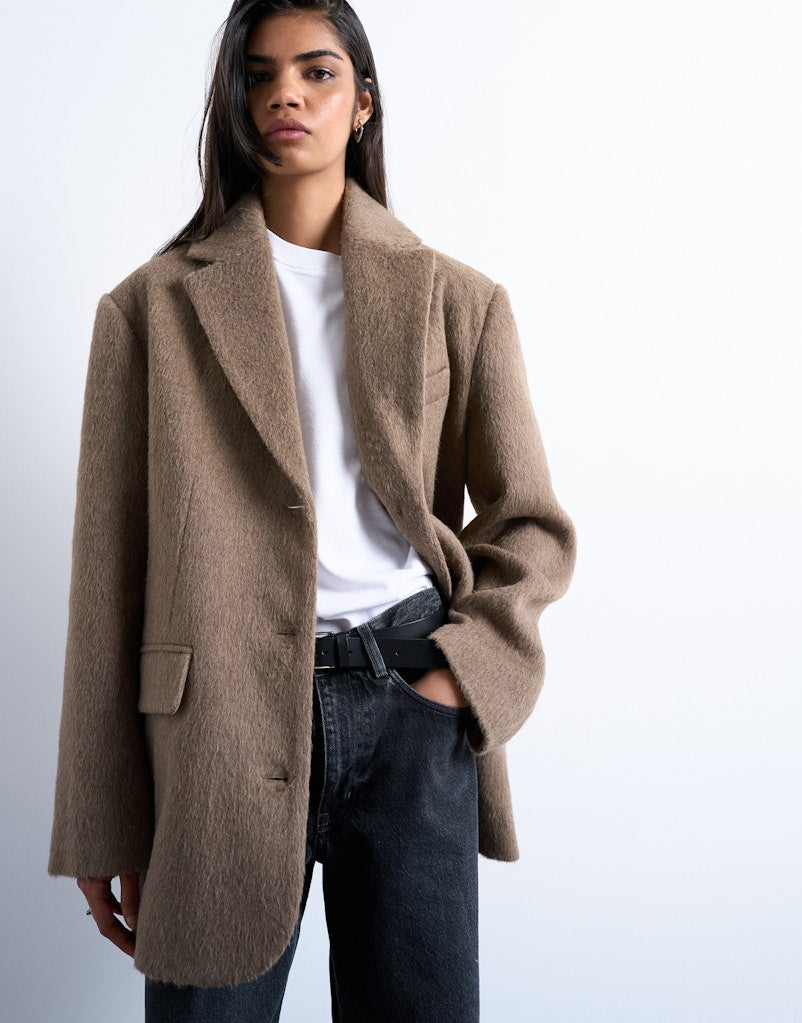 Topshop Alexa Short Coat - Camel 1 Shaws Department Stores