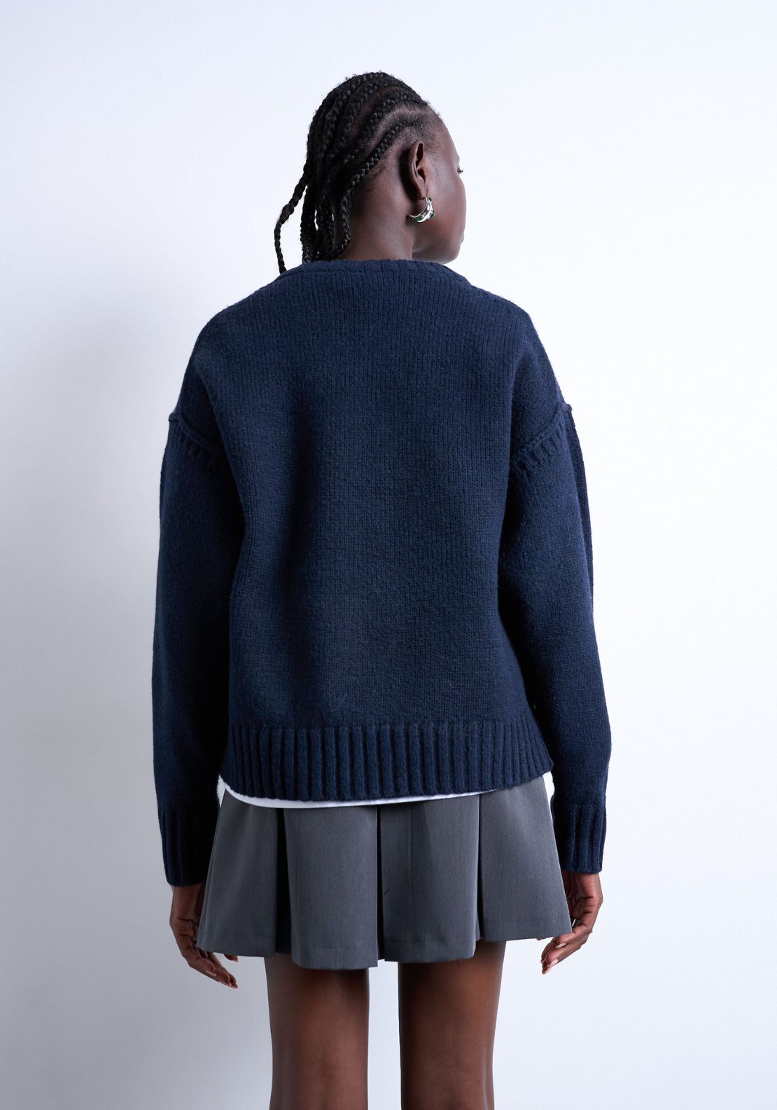 Topshop Sally Long Sleeve Pullover - Navy Blazer 2 Shaws Department Stores