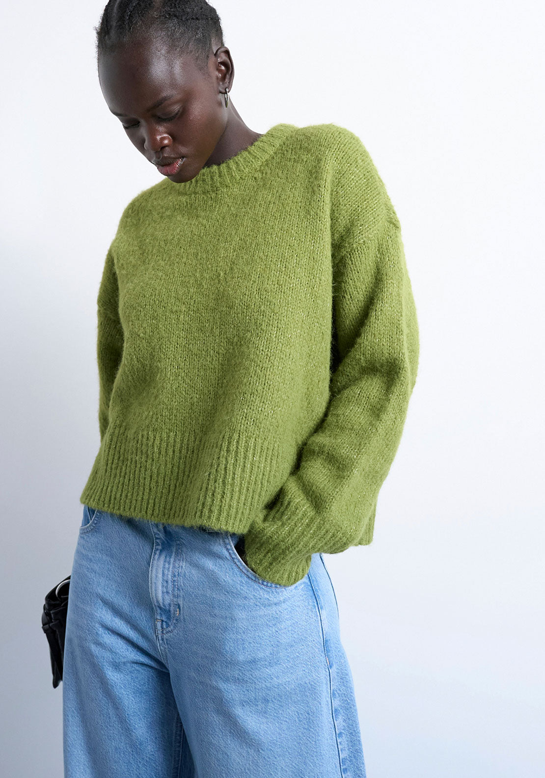 Topshop Ultimate Long Sleeve Pullover - Bright Green 1 Shaws Department Stores