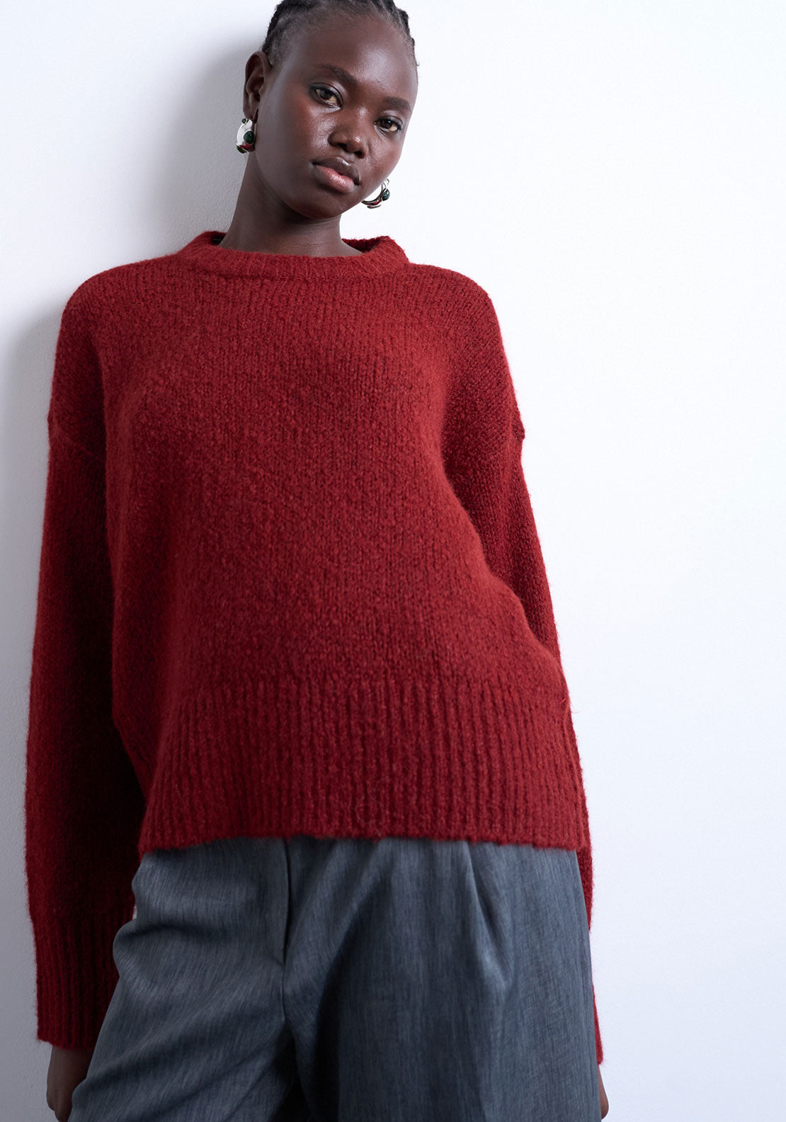 Topshop Ultimate Long Sleeve Pullover - Rio Red 1 Shaws Department Stores