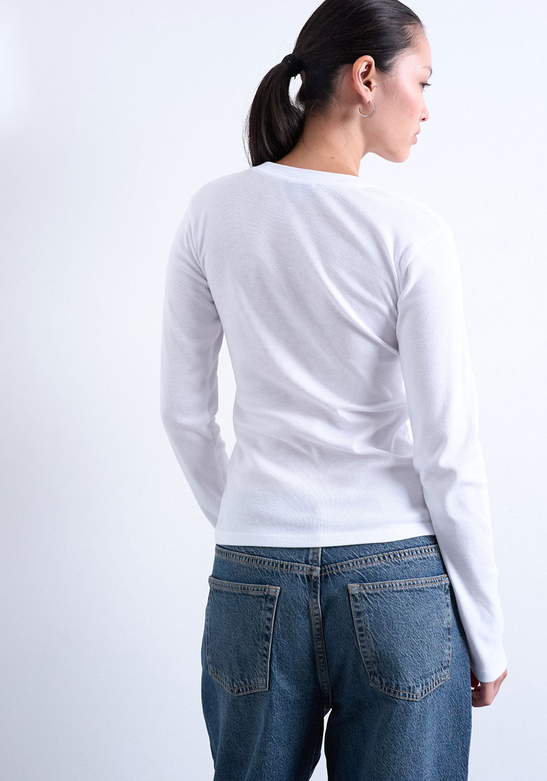 Topshop Everyday Long Sleeve Top - Snow White 2 Shaws Department Stores
