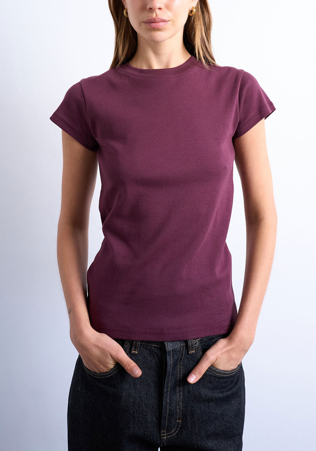 Topshop Everyday Short sleeve Top - Burgundy 1 Shaws Department Stores