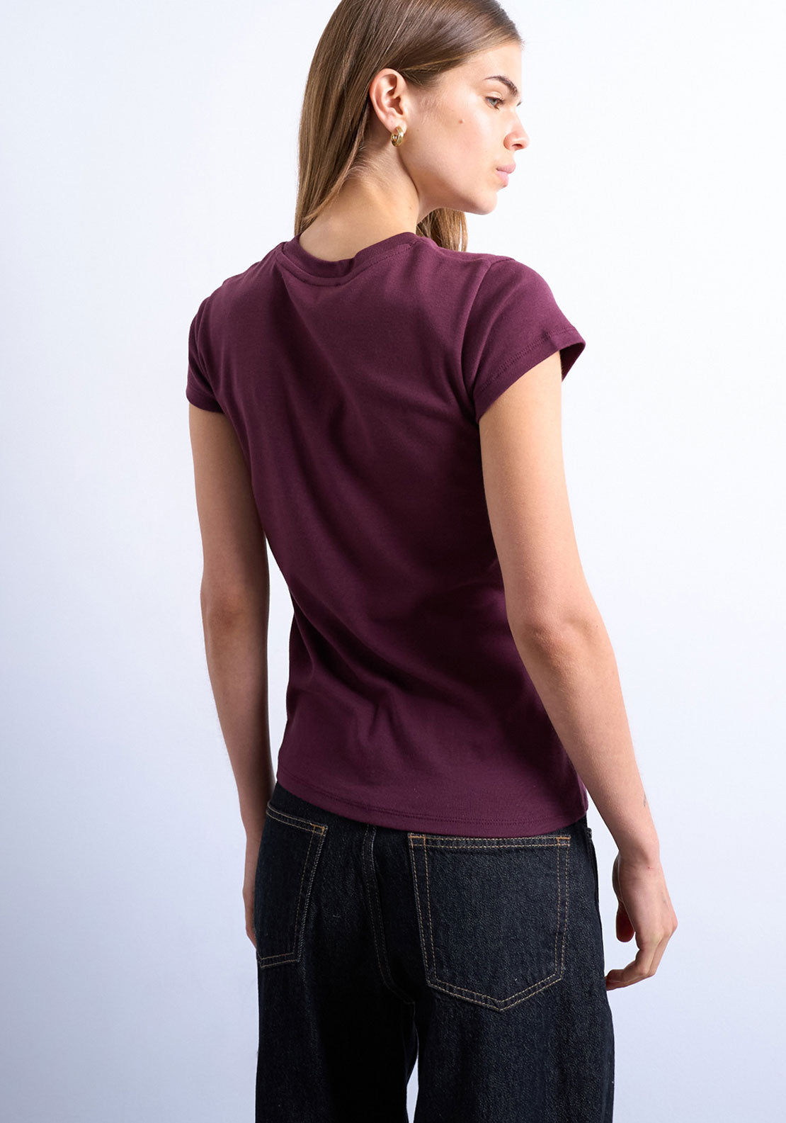 Topshop Everyday Short sleeve Top - Burgundy 2 Shaws Department Stores